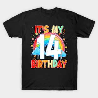 14 Years Old Birthday Girl Rainbow For Teen 14Th Birthday T-Shirt